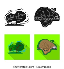Vector design of natural and disaster icon. Set of natural and risk stock vector illustration.
