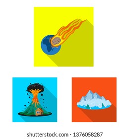 Vector design of natural and disaster icon. Set of natural and risk stock vector illustration.