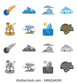 Vector design of natural and disaster icon. Set of natural and risk stock symbol for web.