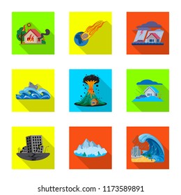 Vector design of natural and disaster logo. Set of natural and risk vector icon for stock.