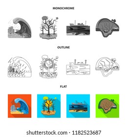 Vector design of natural and disaster logo. Collection of natural and risk stock symbol for web.