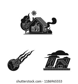 Vector design of natural and disaster logo. Set of natural and risk vector icon for stock.
