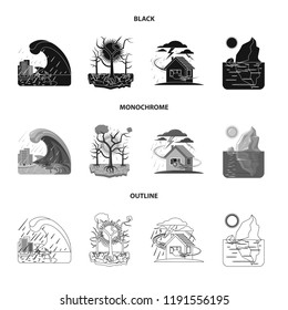Vector design of natural and disaster logo. Collection of natural and risk stock symbol for web.