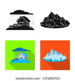 Vector design of natural and disaster logo. Set of natural and risk vector icon for stock.