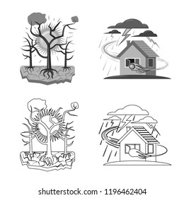 Vector design of natural and disaster logo. Collection of natural and risk stock symbol for web.
