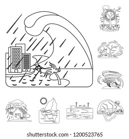 Vector design of natural and disaster logo. Collection of natural and risk vector icon for stock.