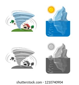 Vector design of natural and disaster logo. Collection of natural and risk vector icon for stock.