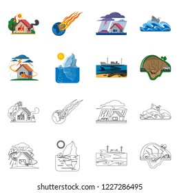 Vector design of natural and disaster logo. Set of natural and risk vector icon for stock.
