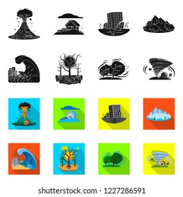 Vector design of natural and disaster logo. Collection of natural and risk stock vector illustration.