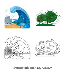 Vector design of natural and disaster logo. Set of natural and risk stock symbol for web.