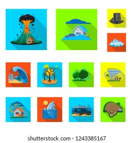 Vector design of natural and disaster logo. Set of natural and risk stock vector illustration.