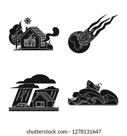 Vector design of natural and disaster logo. Collection of natural and risk stock vector illustration.