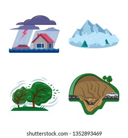 Vector design of natural and disaster logo. Collection of natural and risk stock symbol for web.