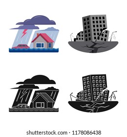 Vector design of natural and disaster sign. Collection of natural and risk stock symbol for web.