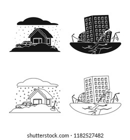Vector design of natural and disaster sign. Set of natural and risk stock symbol for web.