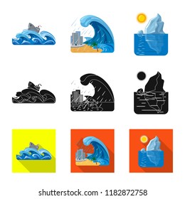 Vector design of natural and disaster sign. Collection of natural and risk stock vector illustration.