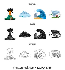 Vector design of natural and disaster sign. Set of natural and risk stock vector illustration.