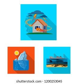 Vector design of natural and disaster sign. Collection of natural and risk stock symbol for web.