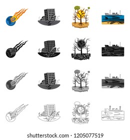 Vector design of natural and disaster sign. Set of natural and risk stock symbol for web.