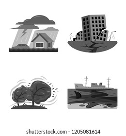 Vector design of natural and disaster sign. Set of natural and risk stock symbol for web.