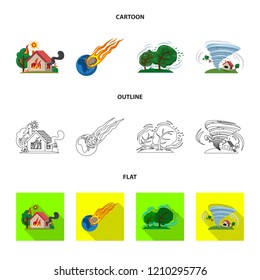 Vector design of natural and disaster sign. Collection of natural and risk stock vector illustration.