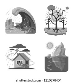 Vector design of natural and disaster sign. Collection of natural and risk vector icon for stock.