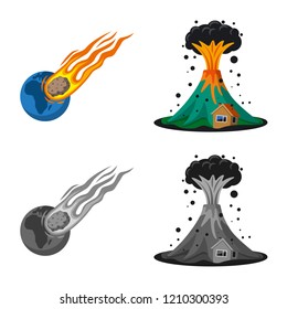 Vector design of natural and disaster sign. Set of natural and risk vector icon for stock.
