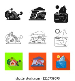 Vector design of natural and disaster sign. Set of natural and risk stock symbol for web.