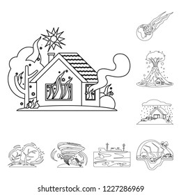 Vector design of natural and disaster sign. Set of natural and risk stock vector illustration.
