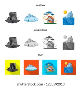 Vector design of natural and disaster sign. Collection of natural and risk vector icon for stock.