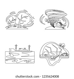 Vector design of natural and disaster sign. Set of natural and risk stock vector illustration.