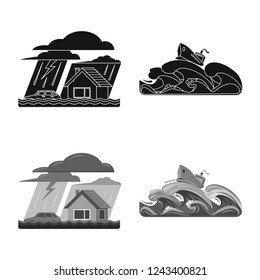 Vector design of natural and disaster sign. Set of natural and risk stock symbol for web.