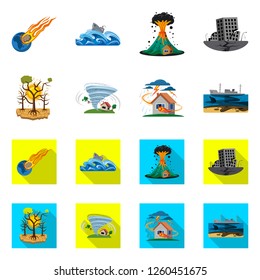 Vector design of natural and disaster sign. Collection of natural and risk vector icon for stock.