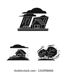 Vector design of natural and disaster sign. Collection of natural and risk stock vector illustration.