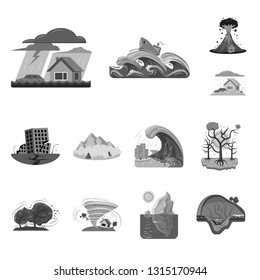 Vector design of natural and disaster sign. Set of natural and risk vector icon for stock.
