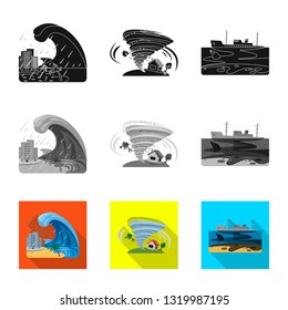 Vector design of natural and disaster sign. Set of natural and risk vector icon for stock.