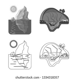 Vector design of natural and disaster sign. Collection of natural and risk stock vector illustration.