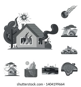 Vector design of natural and disaster sign. Collection of natural and risk stock vector illustration.