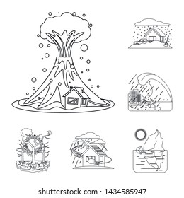 Vector design of natural and disaster sign. Collection of natural and risk vector icon for stock.