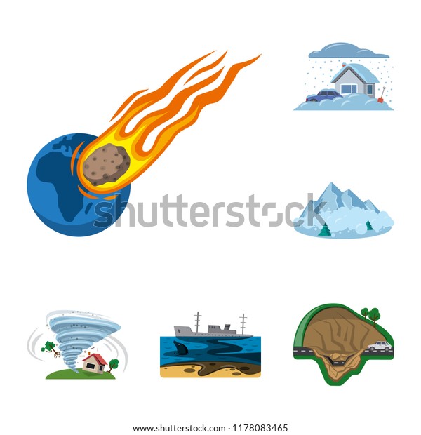 Vector design of natural and\
disaster sign. Collection of natural and risk vector icon for\
stock.