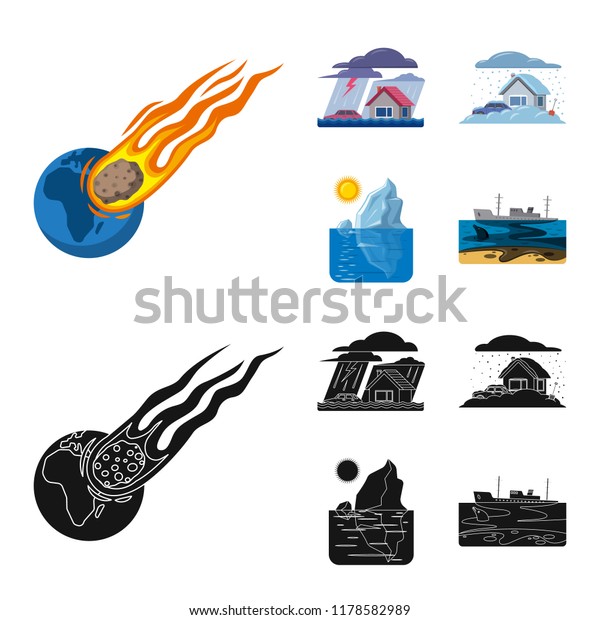 Vector design of natural and\
disaster sign. Collection of natural and risk vector icon for\
stock.