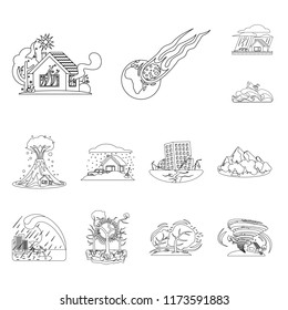Vector design of natural and disaster symbol. Collection of natural and risk stock vector illustration.