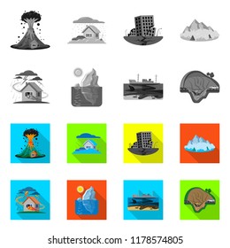 Vector design of natural and disaster symbol. Collection of natural and risk stock vector illustration.