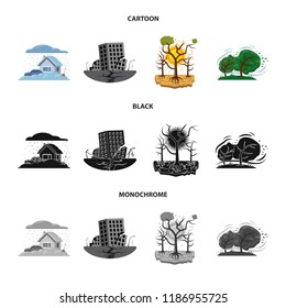 Vector design of natural and disaster symbol. Collection of natural and risk vector icon for stock.