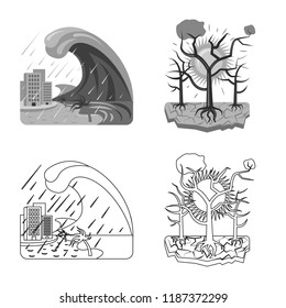 Vector design of natural and disaster symbol. Set of natural and risk stock symbol for web.