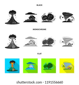 Vector design of natural and disaster symbol. Collection of natural and risk stock vector illustration.