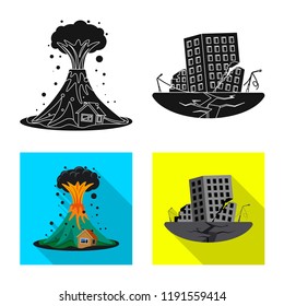 Vector design of natural and disaster symbol. Collection of natural and risk vector icon for stock.