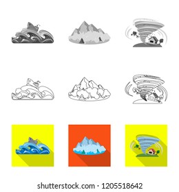 Vector design of natural and disaster symbol. Collection of natural and risk stock vector illustration.