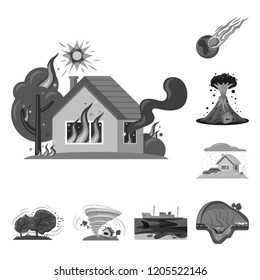 Vector design of natural and disaster symbol. Set of natural and risk vector icon for stock.
