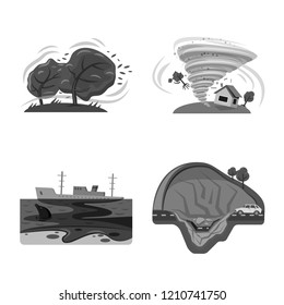 Vector design of natural and disaster symbol. Set of natural and risk stock vector illustration.